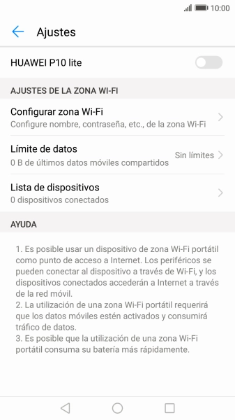 Pulsa Configurar zona Wi-Fi. Pulsa Configurar zona Wi-Fi.