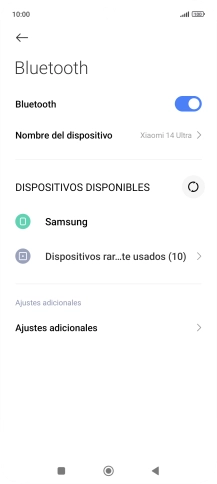 Pulsa el dispositivo Bluetooth deseado y sigue las indicaciones de la pantalla para vincular el dispositivo al teléfono. Pulsa el dispositivo Bluetooth deseado y sigue las indicaciones de la pantalla para vincular el dispositivo al teléfono.