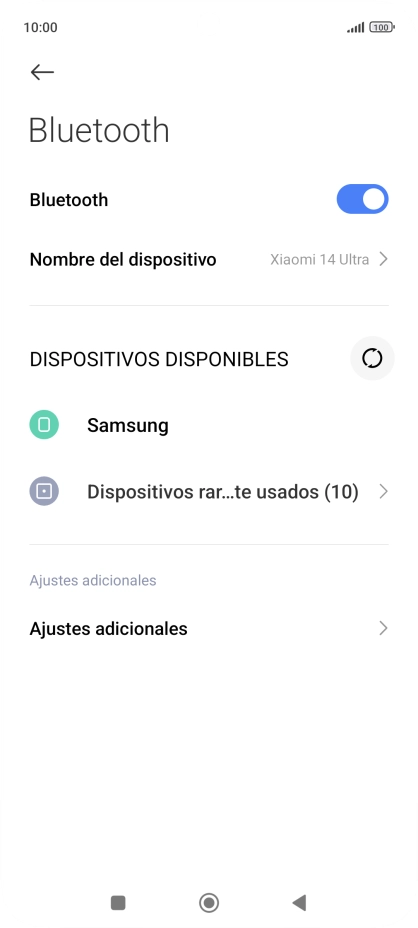 Pulsa el dispositivo Bluetooth deseado y sigue las indicaciones de la pantalla para vincular el dispositivo al teléfono. Pulsa el dispositivo Bluetooth deseado y sigue las indicaciones de la pantalla para vincular el dispositivo al teléfono.