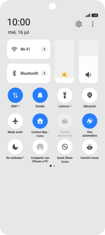 Pulsa el icono de modo de avión para activar o desactivar la función.