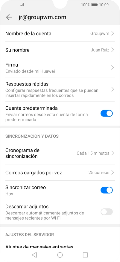 Pulsa Nombre de la cuenta. Pulsa Nombre de la cuenta.