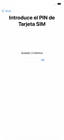 Si es necesario desbloquear la tarjeta SIM, introduce el código PIN y pulsa OK. Si es necesario desbloquear la tarjeta SIM, introduce el código PIN y pulsa OK.