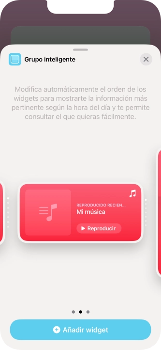 Desliza el dedo hacia la derecha o hacia la izquierda por la pantalla para seleccionar el tamaño de widget deseado. Desliza el dedo hacia la derecha o hacia la izquierda por la pantalla para seleccionar el tamaño de widget deseado.
