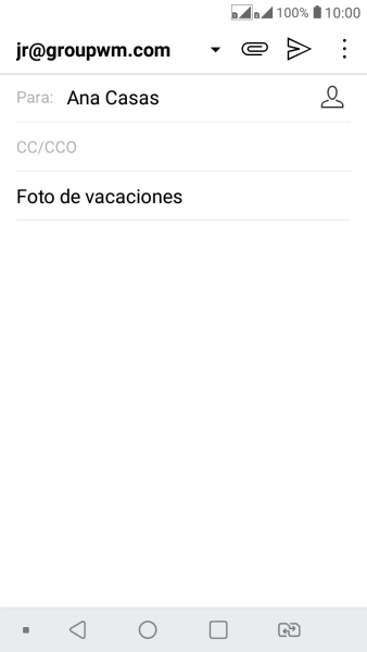 Pulsa en el campo de escritura y escribe el texto del correo electrónico. Pulsa en el campo de escritura y escribe el texto del correo electrónico.