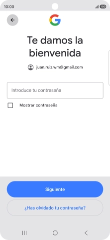 Pulsa Introduce tu contraseña e introduce la contraseña de tu cuenta de Google. Pulsa Introduce tu contraseña e introduce la contraseña de tu cuenta de Google.
