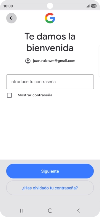 Pulsa Introduce tu contraseña e introduce la contraseña de tu cuenta de Google. Pulsa Introduce tu contraseña e introduce la contraseña de tu cuenta de Google.