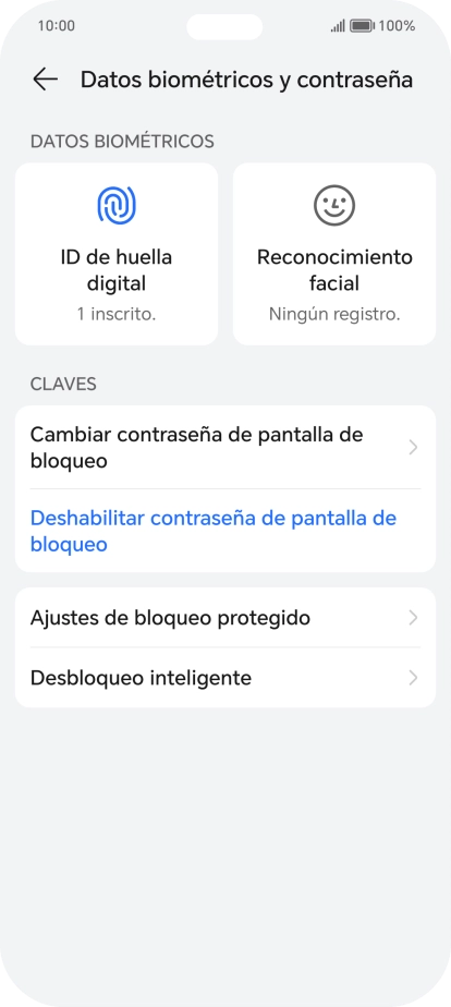 Pulsa Deshabilitar contraseña de pantalla de bloqueo e introduce el código de seguridad extra que has creado anteriormente. Pulsa Deshabilitar contraseña de pantalla de bloqueo e introduce el código de seguridad extra que has creado anteriormente.