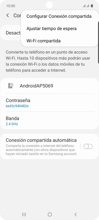 Pulsa Configurar Conexión compartida. Pulsa Configurar Conexión compartida.