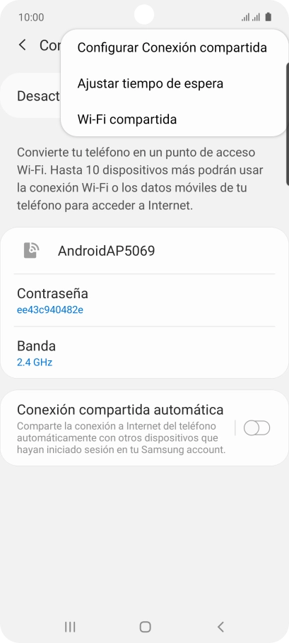 Pulsa Configurar Conexión compartida. Pulsa Configurar Conexión compartida.