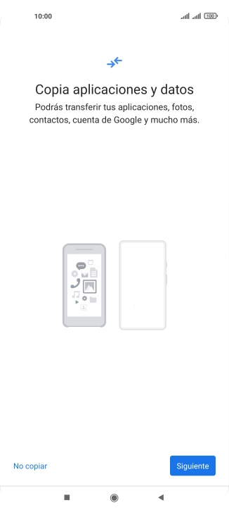 Puedes transferir el contenido de otro teléfono cuando activas tu teléfono por primera vez y cuando lo has restablecido. Cuando aparezca en la pantalla del teléfono esta imagen, ya está listo para la transmisión del contenido del otro teléfono. Puedes transferir el contenido de otro teléfono cuando activas tu teléfono por primera vez y cuando lo has restablecido. Cuando aparezca en la pantalla del teléfono esta imagen, ya está listo para la transmisión del contenido del otro teléfono.