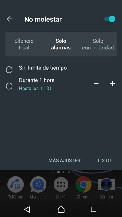 Pulsa LISTO para activar el modo silencioso. Pulsa LISTO para activar el modo silencioso.