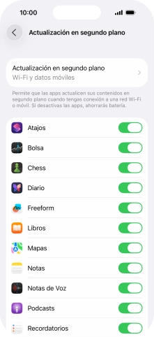Pulsa Actualización en segundo plano. Pulsa Actualización en segundo plano.