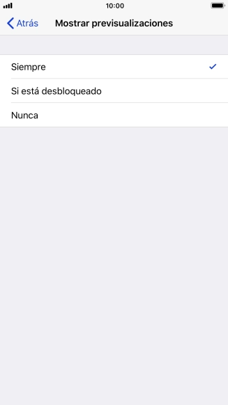 Para seleccionar la vista previa de las notificaciones en la pantalla de bloqueo, pulsa Siempre. Para seleccionar la vista previa de las notificaciones en la pantalla de bloqueo, pulsa Siempre.