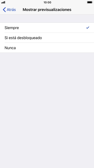 Para seleccionar la vista previa de las notificaciones en la pantalla de bloqueo, pulsa Siempre. Para seleccionar la vista previa de las notificaciones en la pantalla de bloqueo, pulsa Siempre.
