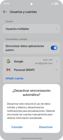 Si desactivas la función, pulsa Desactivar. Si desactivas la función, pulsa Desactivar.