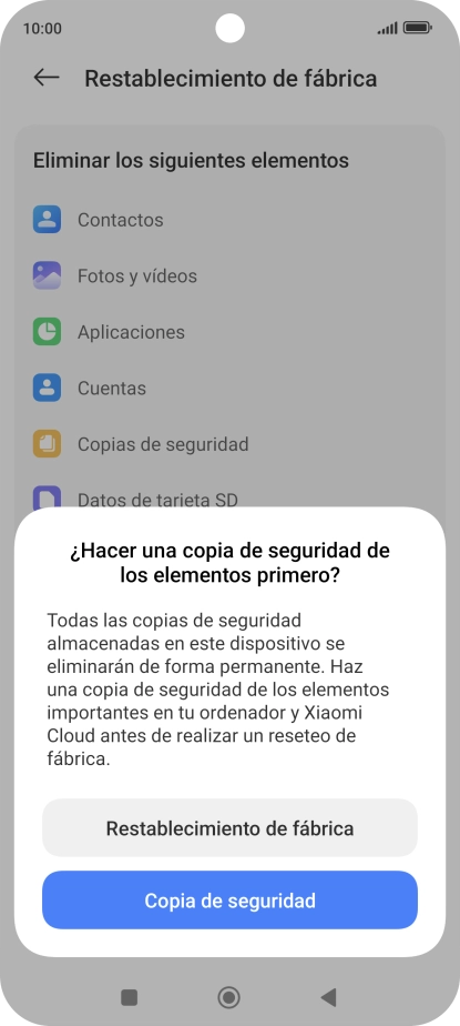 Pulsa Restablecimiento de fábrica. Pulsa Restablecimiento de fábrica.