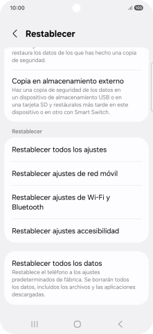 Pulsa Restablecer todos los datos.