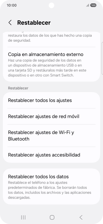 Pulsa Restablecer todos los datos.