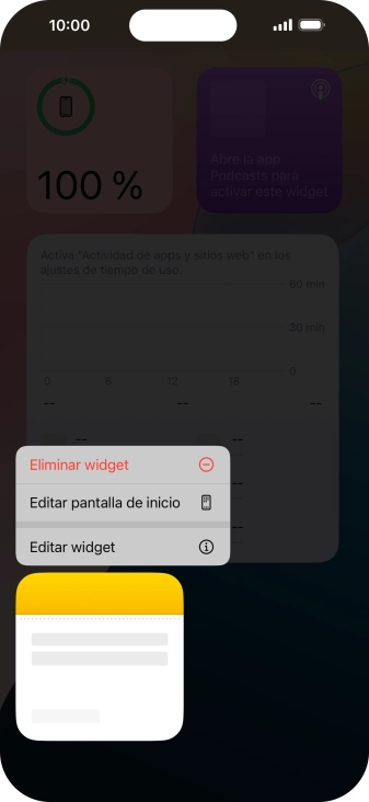 Pulsa Eliminar widget.