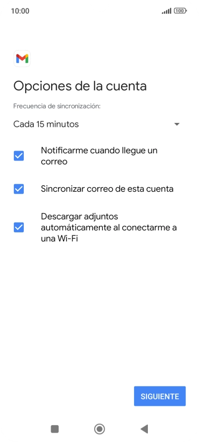 Si aparece en la pantalla esta imagen, tu cuenta de correo electrónico ha sido reconocida y configurada automáticamente. Sigue las indicaciones de la pantalla para introducir más información y terminar la configuración. Si aparece en la pantalla esta imagen, tu cuenta de correo electrónico ha sido reconocida y configurada automáticamente. Sigue las indicaciones de la pantalla para introducir más información y terminar la configuración.