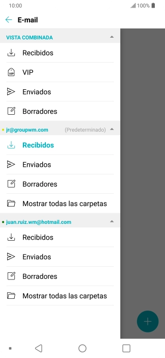Pulsa Recibidos bajo la cuenta de correo electrónico deseada. Pulsa Recibidos bajo la cuenta de correo electrónico deseada.