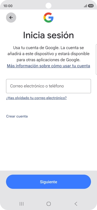 Si no tienes una cuenta de Google, pulsa Crear cuenta y sigue las indicaciones de la pantalla para ver cómo crear una cuenta nueva. Si no tienes una cuenta de Google, pulsa Crear cuenta y sigue las indicaciones de la pantalla para ver cómo crear una cuenta nueva.