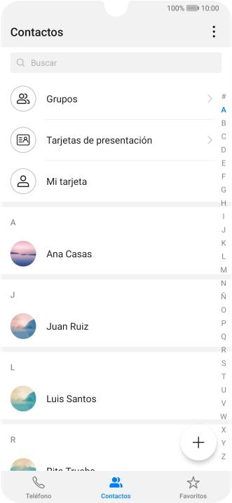 Pulsa el icono de nuevo contacto. Pulsa el icono de nuevo contacto.
