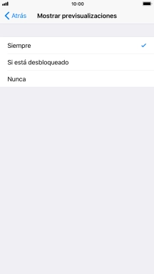 Para seleccionar la vista previa de las notificaciones en la pantalla de bloqueo, pulsa Siempre. Para seleccionar la vista previa de las notificaciones en la pantalla de bloqueo, pulsa Siempre.