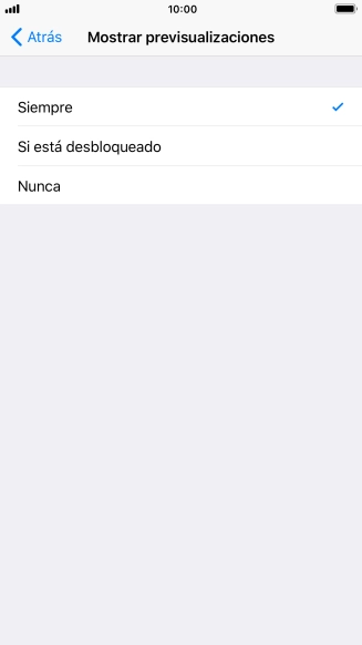 Para seleccionar la vista previa de las notificaciones en la pantalla de bloqueo, pulsa Siempre. Para seleccionar la vista previa de las notificaciones en la pantalla de bloqueo, pulsa Siempre.