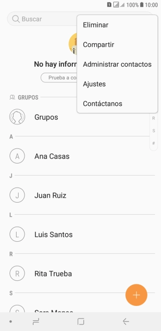 Pulsa Administrar contactos. Pulsa Administrar contactos.