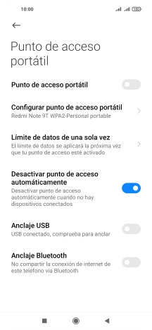 Pulsa Configurar punto de acceso portátil. Pulsa Configurar punto de acceso portátil.