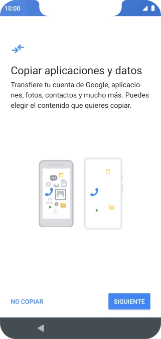 Puedes transferir el contenido de otro teléfono cuando activas tu teléfono por primera vez y cuando lo has restablecido. Cuando aparezca en la pantalla del teléfono esta imagen, ya está listo para la transmisión del contenido del otro teléfono. Puedes transferir el contenido de otro teléfono cuando activas tu teléfono por primera vez y cuando lo has restablecido. Cuando aparezca en la pantalla del teléfono esta imagen, ya está listo para la transmisión del contenido del otro teléfono.