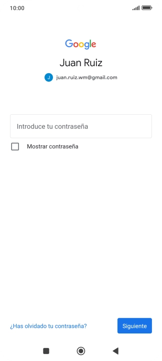 Pulsa Introduce tu contraseña e introduce la contraseña de tu cuenta de Google.