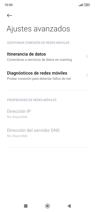 Pulsa Itinerancia de datos. Pulsa Itinerancia de datos.