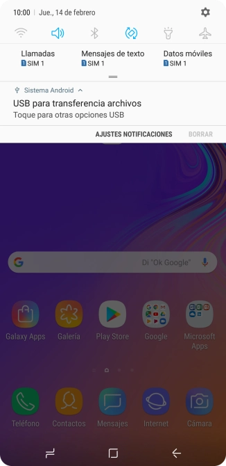 Pulsa Toque para otras opciones USB.