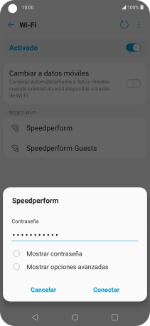 Introduce la contraseña de la red wifi y pulsa Conectar. Introduce la contraseña de la red wifi y pulsa Conectar.