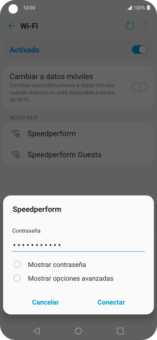 Introduce la contraseña de la red wifi y pulsa Conectar. Introduce la contraseña de la red wifi y pulsa Conectar.