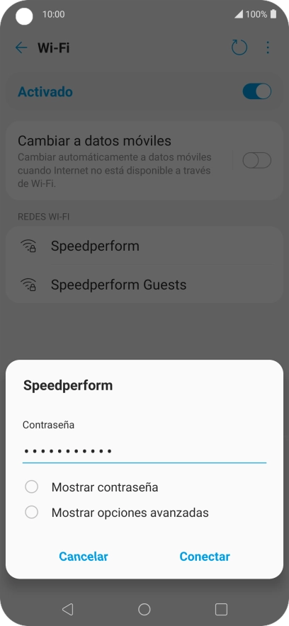 Introduce la contraseña de la red wifi y pulsa Conectar. Introduce la contraseña de la red wifi y pulsa Conectar.