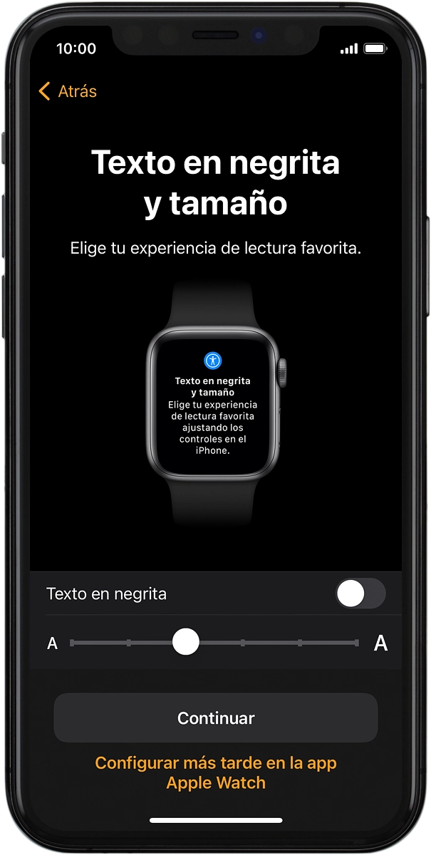 En el teléfono: Sigue las indicaciones de la pantalla para seleccionar los ajustes deseados y pulsa Continuar.