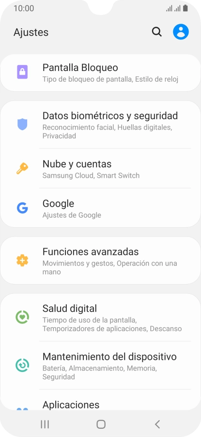 Pulsa Nube y cuentas.
