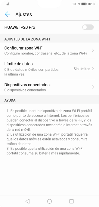 Pulsa Configurar zona Wi-Fi.