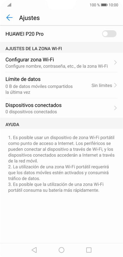 Pulsa Configurar zona Wi-Fi.