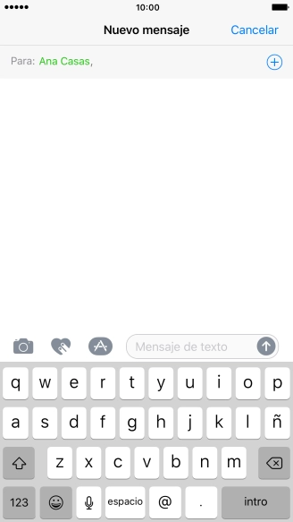 Pulsa en el campo de escritura  y escribe el texto del mensaje corto.