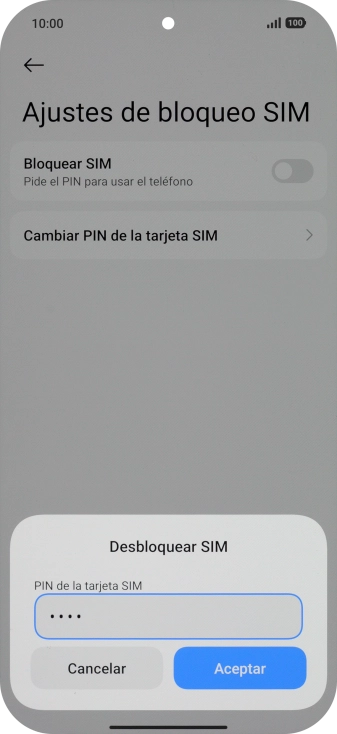 Introduce tu código PIN y pulsa Aceptar. Introduce tu código PIN y pulsa Aceptar.