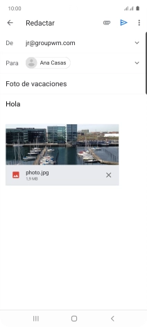 Pulsa el icono de envío cuando termines de escribir el correo electrónico. Pulsa el icono de envío cuando termines de escribir el correo electrónico.