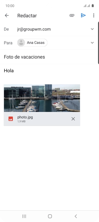Pulsa el icono de envío cuando termines de escribir el correo electrónico. Pulsa el icono de envío cuando termines de escribir el correo electrónico.