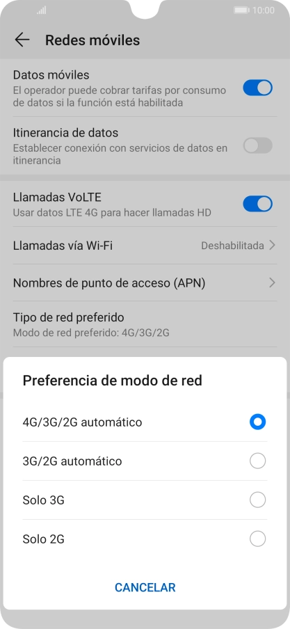 Pulsa el tipo de red deseado. Pulsa el tipo de red deseado.