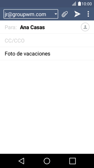 Pulsa en el campo de escritura y escribe el texto del correo electrónico. Pulsa en el campo de escritura y escribe el texto del correo electrónico.