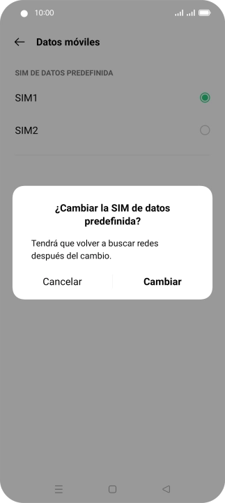Si cambias de tarjeta SIM, pulsa Cambiar. Si cambias de tarjeta SIM, pulsa Cambiar.