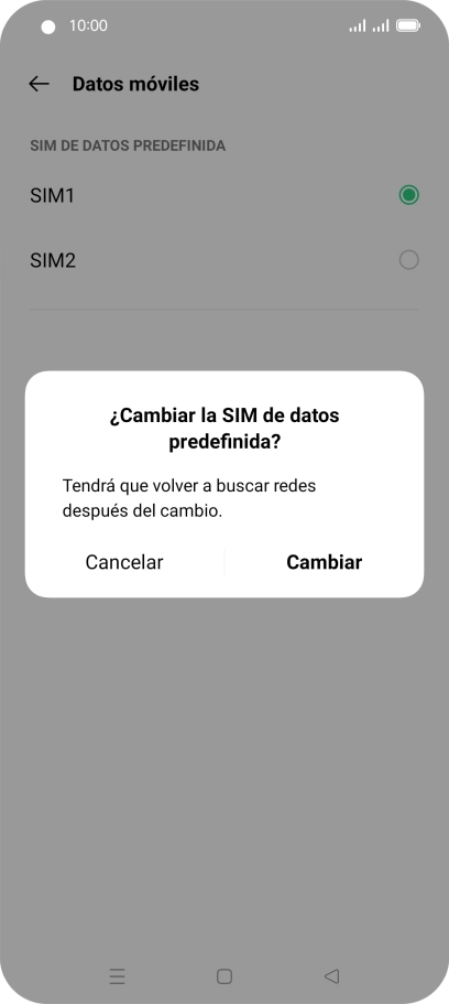 Si cambias de tarjeta SIM, pulsa Cambiar. Si cambias de tarjeta SIM, pulsa Cambiar.